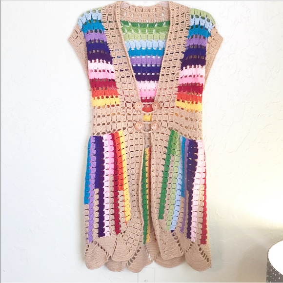 Free People Rainbow Sweater Cardigan🌈 - Picture 3 of 8